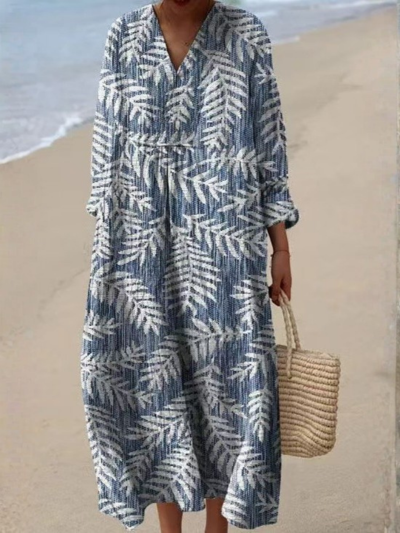Robe Midi Femme Fleurie à Manches Courtes