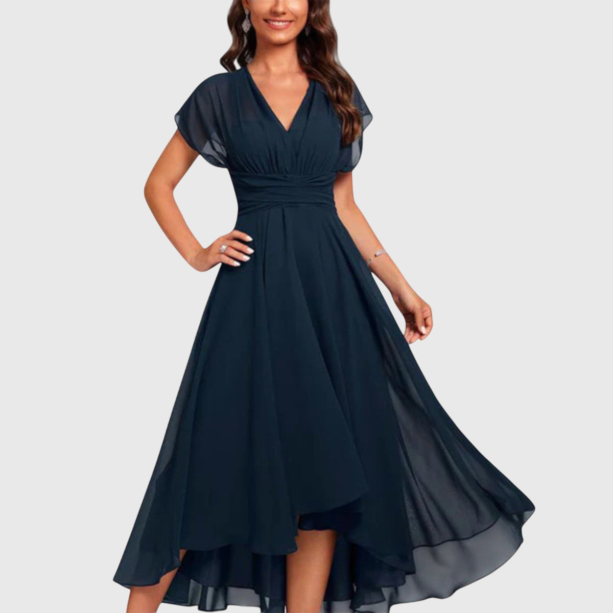 Robe Midi Cache-Cœur Femme Col V - Manches Courtes