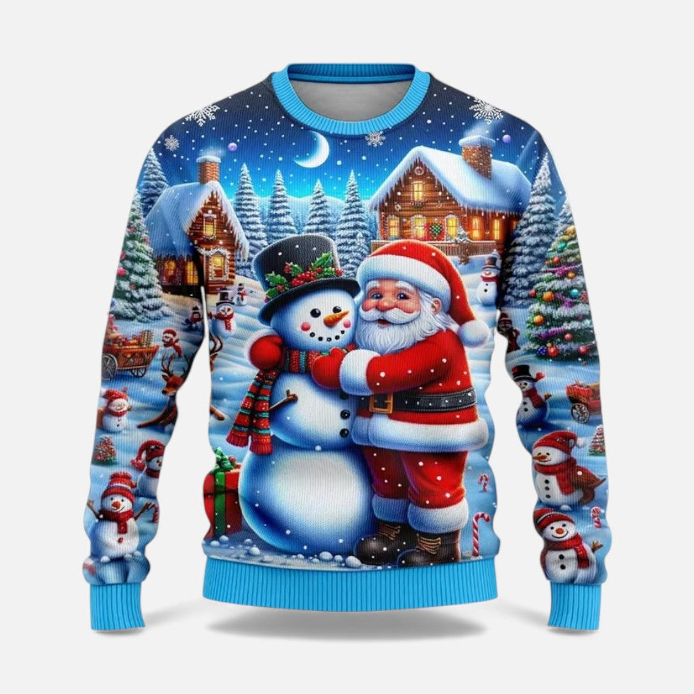 Pull de Noël Homme Imprimé Paysage Hivernal