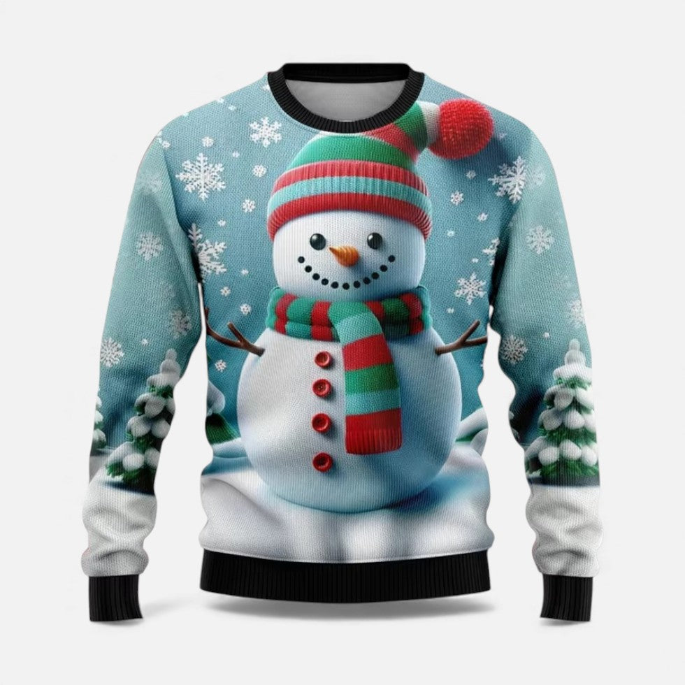 Pull de Noël Homme Imprimé Paysage Hivernal