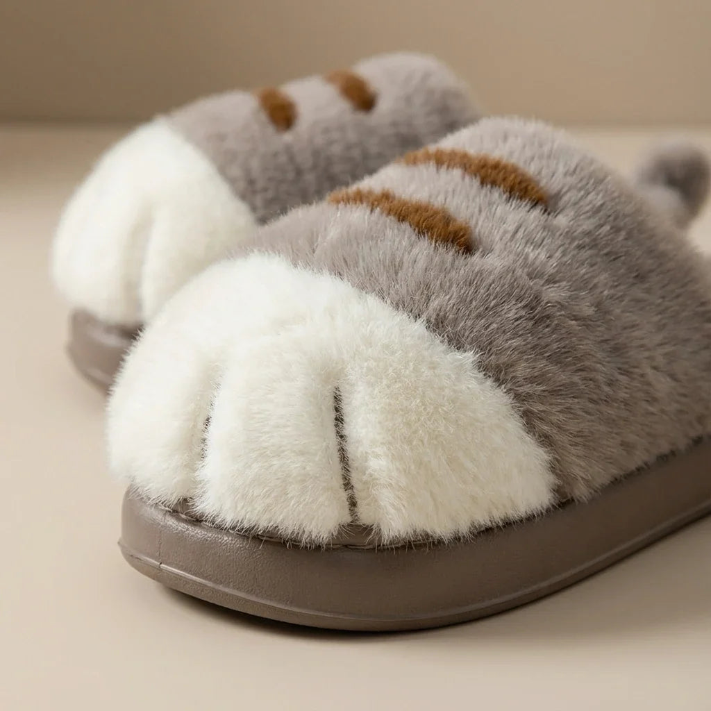 Chaussons Femme Pattes de Chat en Peluche Douce