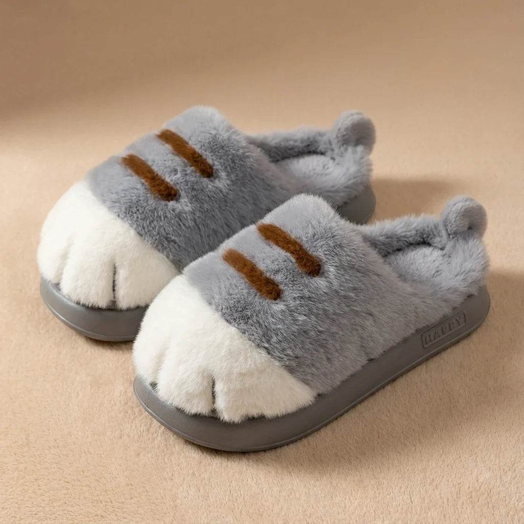Chaussons Femme Pattes de Chat en Peluche Douce