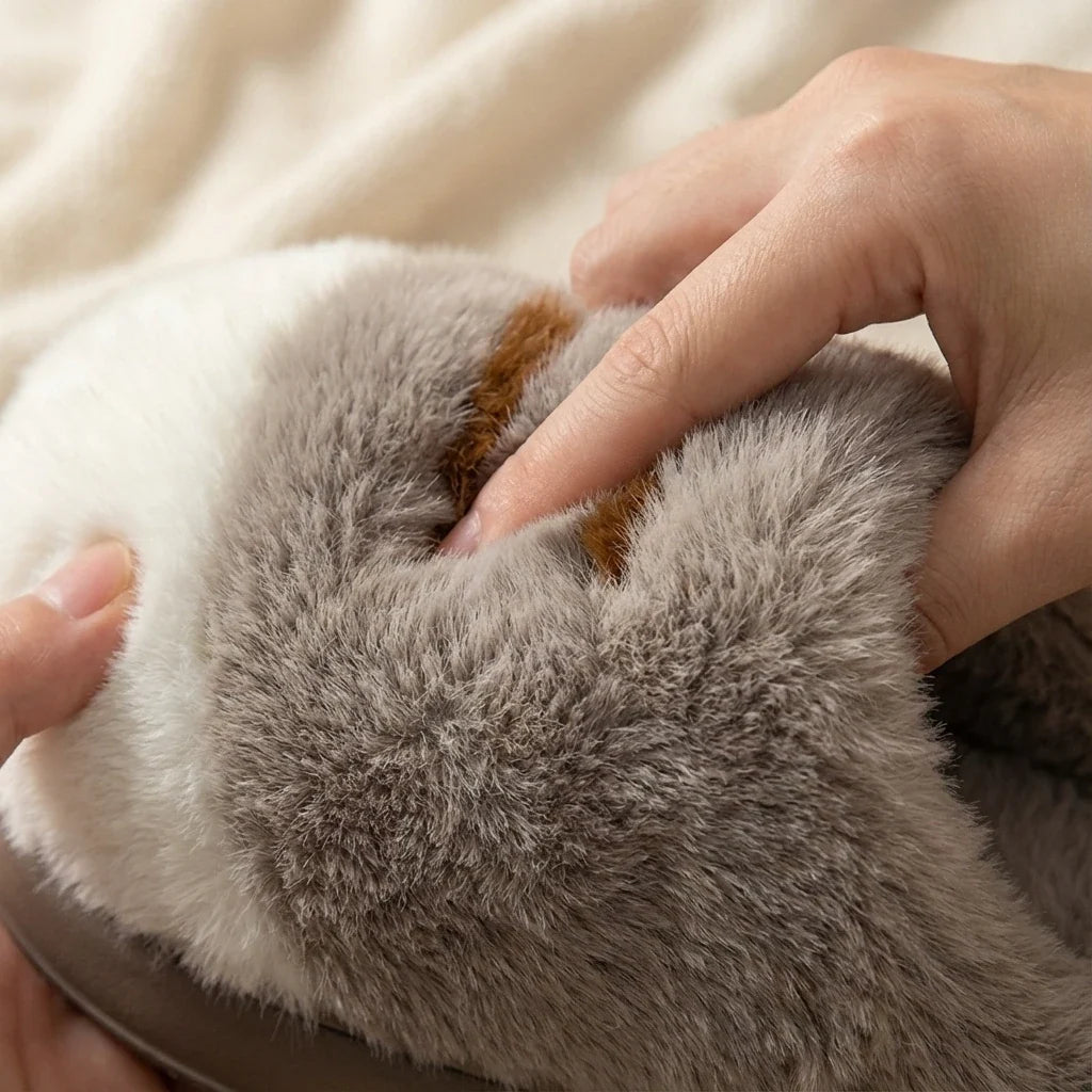 Chaussons Femme Pattes de Chat en Peluche Douce