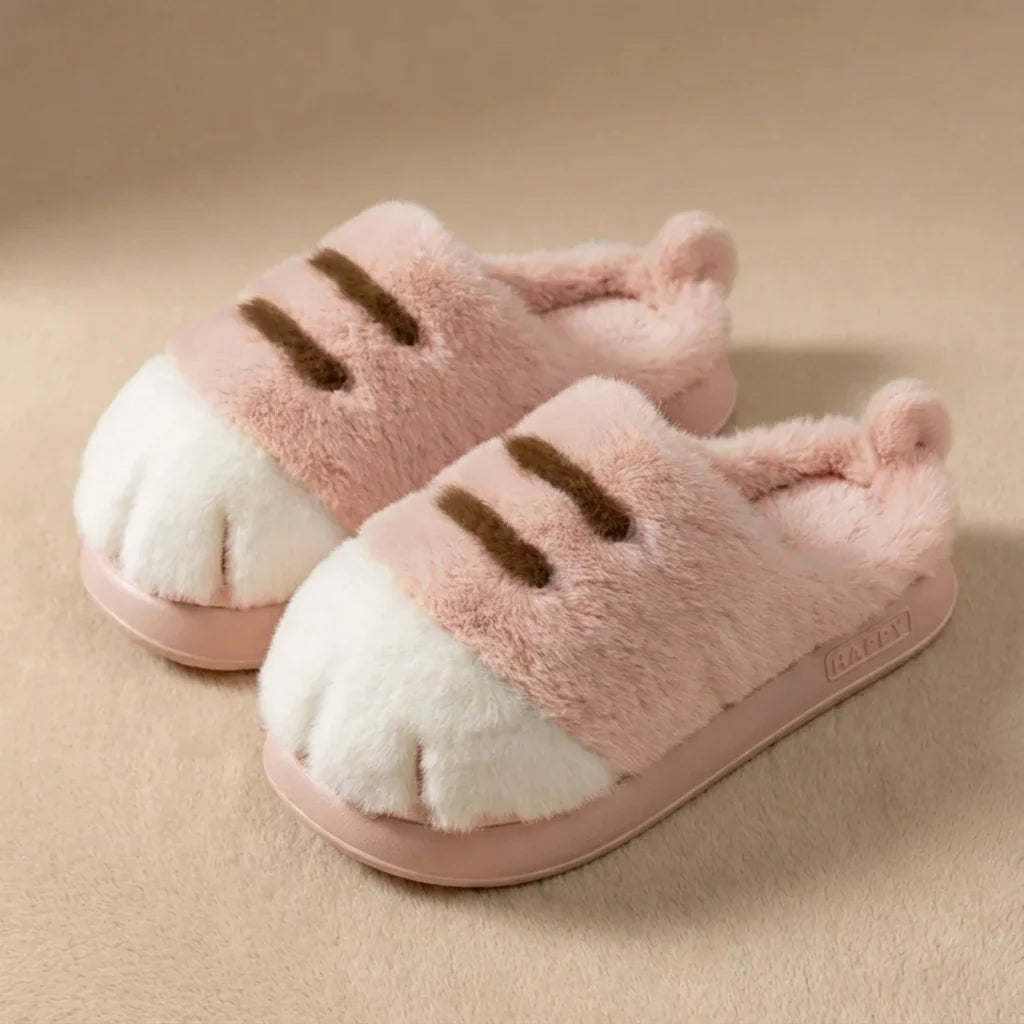 Chaussons Femme Pattes de Chat en Peluche Douce