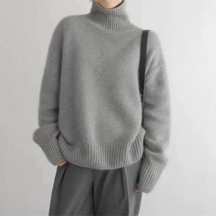 Pull Col Roulé Femme en Cachemire Coupe Ample