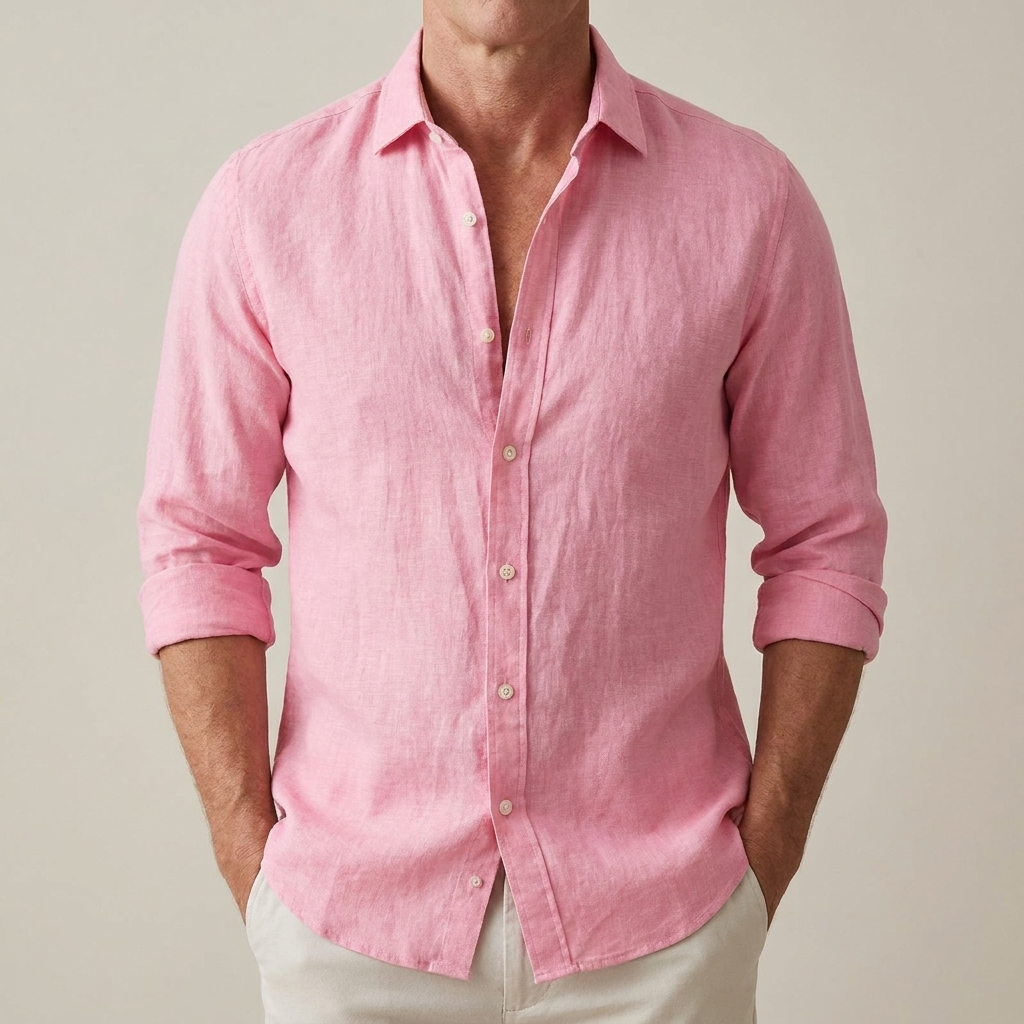 Chemise en Lin Homme - Col Classique Manches Longues