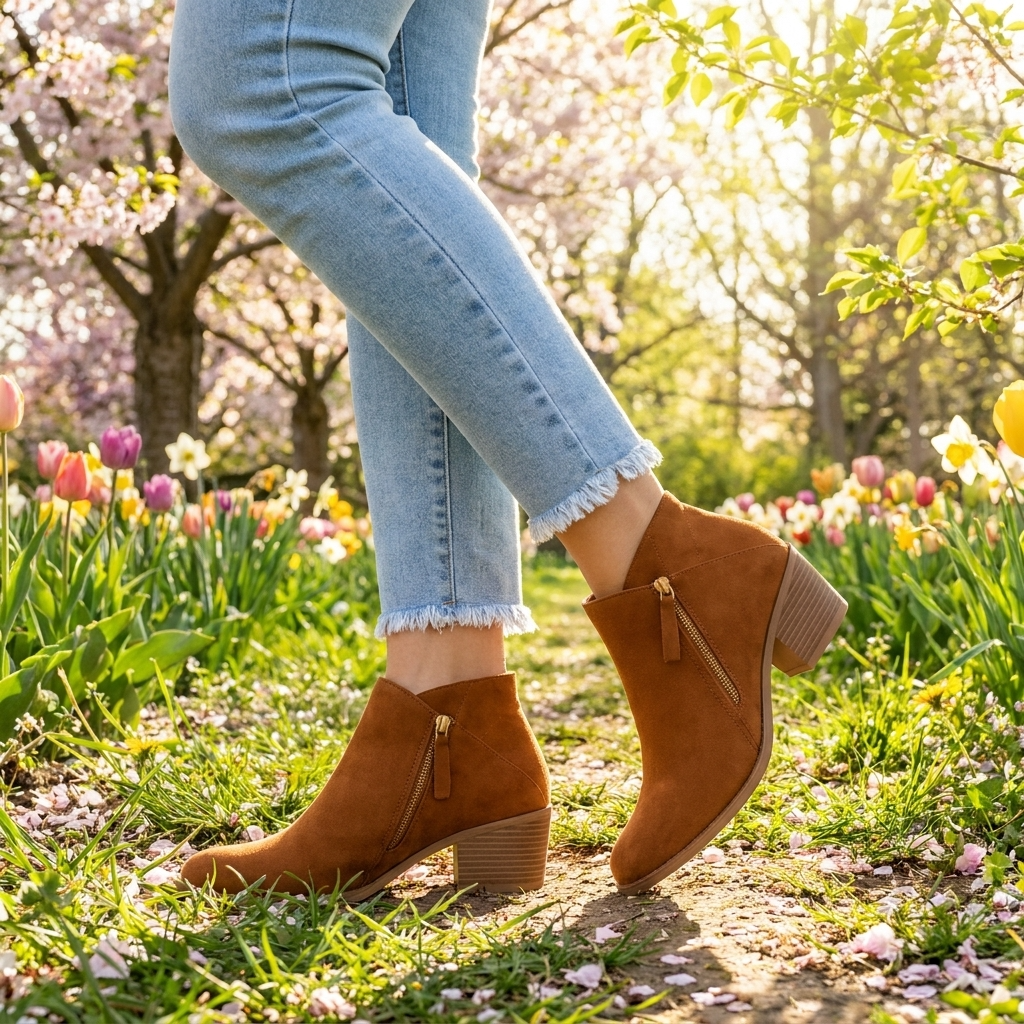 Bottines Orthopédiques Femme à Talon Carré et Zip Latéral