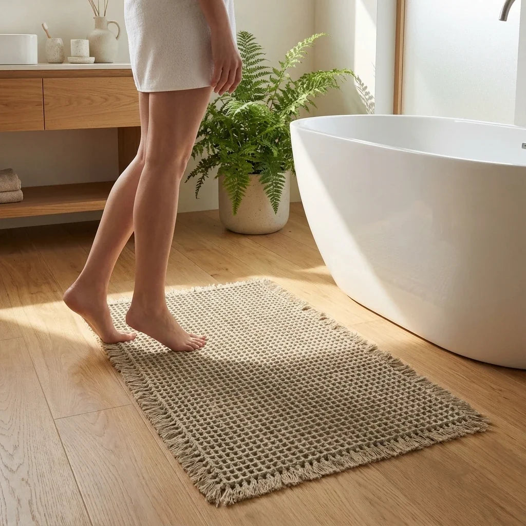 Tapis de Bain Antidérapant Nid d'Abeille - Séchage Rapide