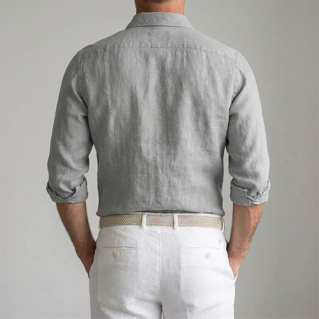 Chemise en Lin Homme - Col Classique Manches Longues