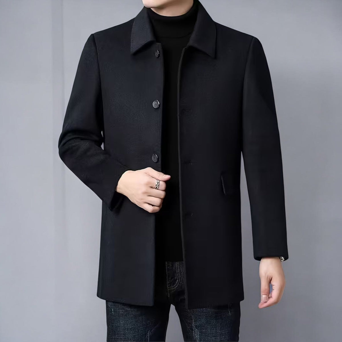 Eduard – Men's Coat Single - Breasted Winter - Coats - Black - Taylor & Bennett
