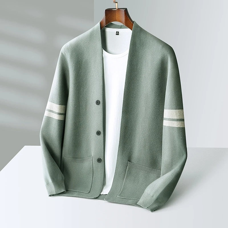 Gilet Homme en Laine Mérinos à Rayures sur Manches