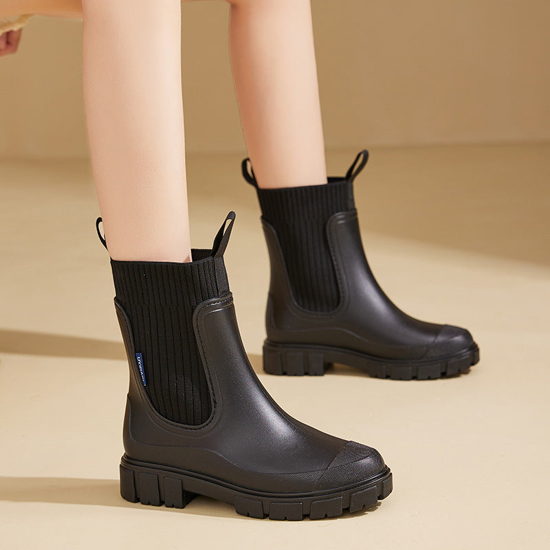 Bottes de Pluie Femme Imperméables en PVC - Semelle Antidérapante
