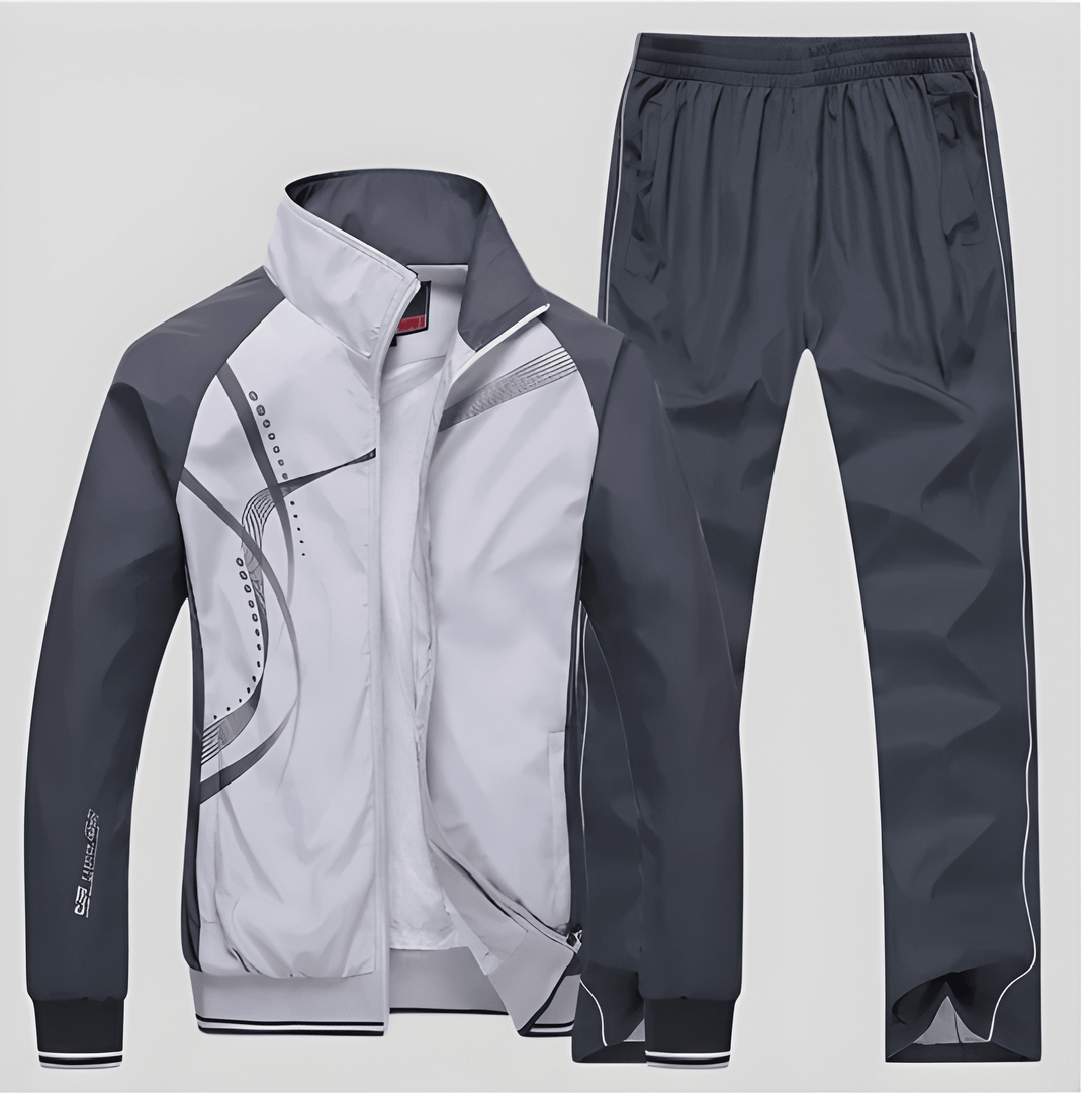Survêtement Homme Deux Pièces en Polyester – Veste Zippée et Pantalon