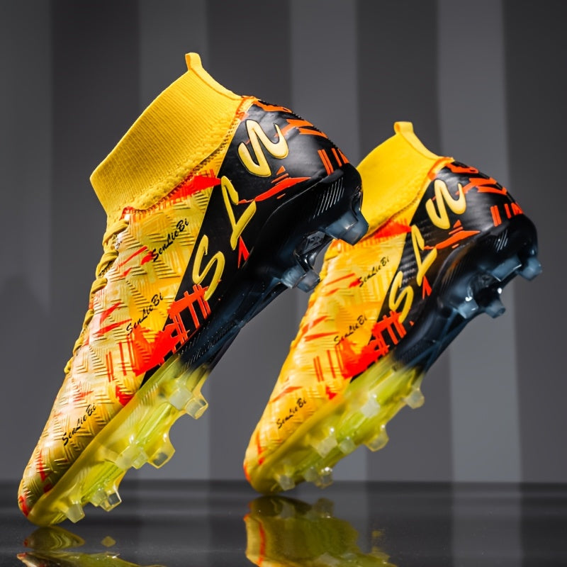 Chaussures de Football Montantes Homme à Crampons Longs, Coupe Large