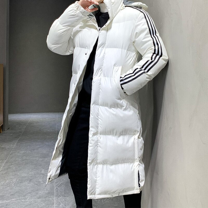 Veste Homme Parka Longue à Capuche Coupe-Vent Hiver