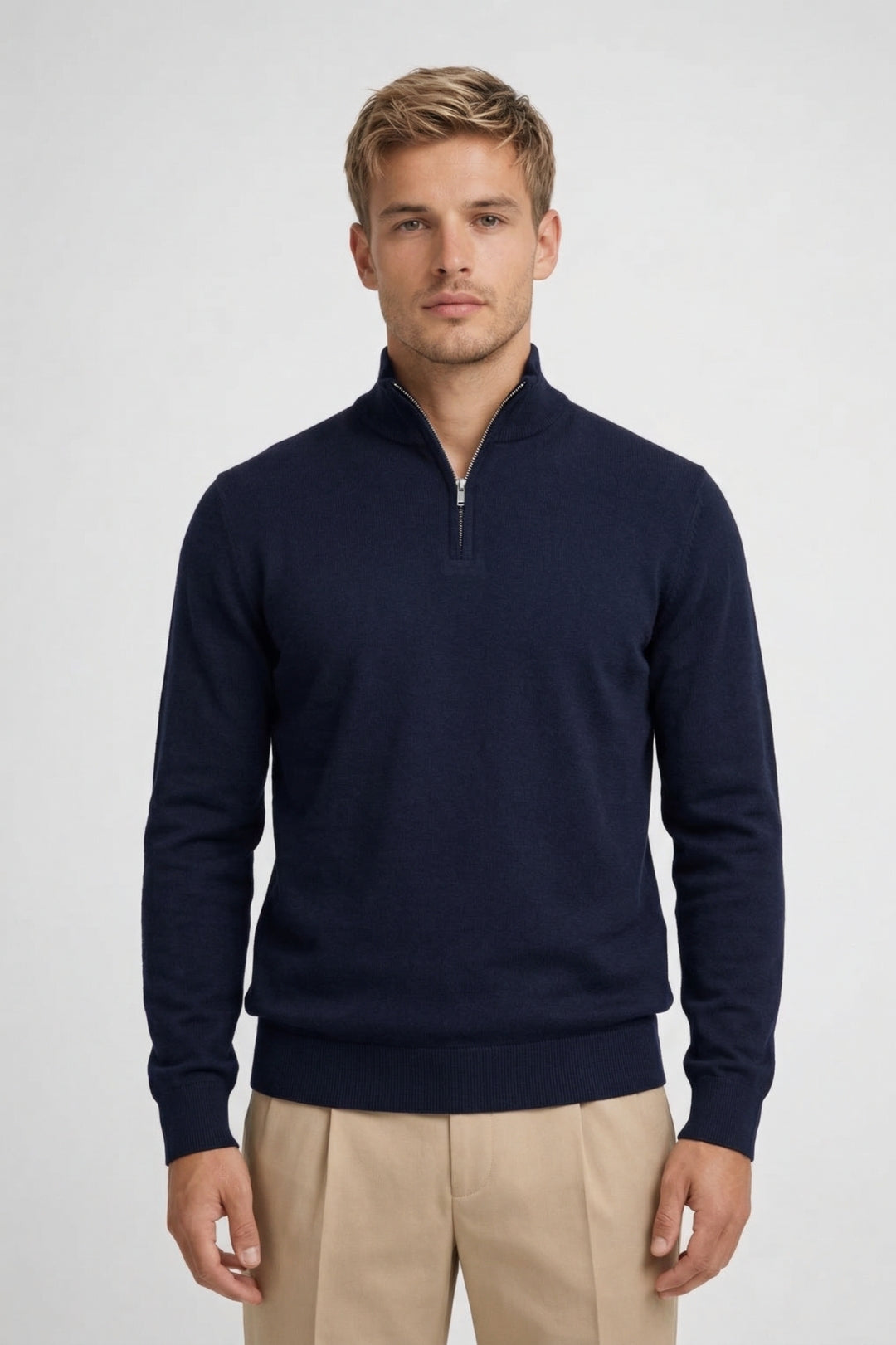 Pull Homme Slim Fit Demi-Zip - Manches Longues