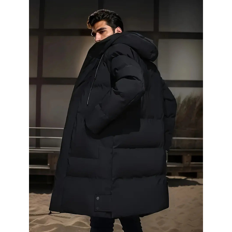 Doudoune Longue Homme - Veste d'Hiver Matelassée à Capuche