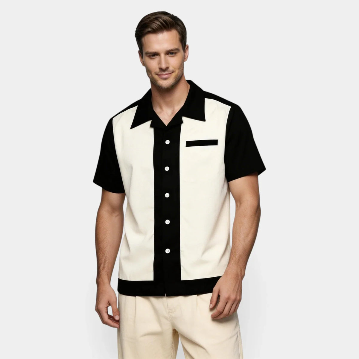 Chemise Homme Manches Courtes Col Camp à Boutons