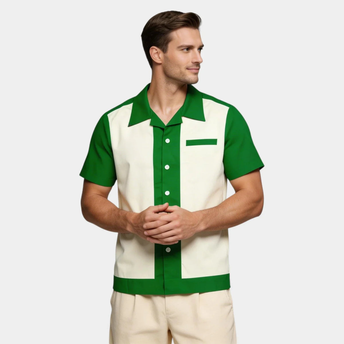 Chemise Homme Manches Courtes Col Camp à Boutons
