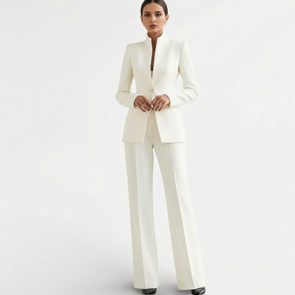 Tailleur Femme Veste et Pantalon Coupe Structurée