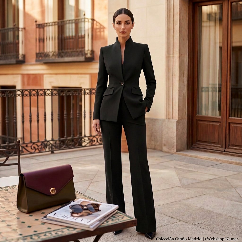 Tailleur Femme Veste et Pantalon Coupe Structurée