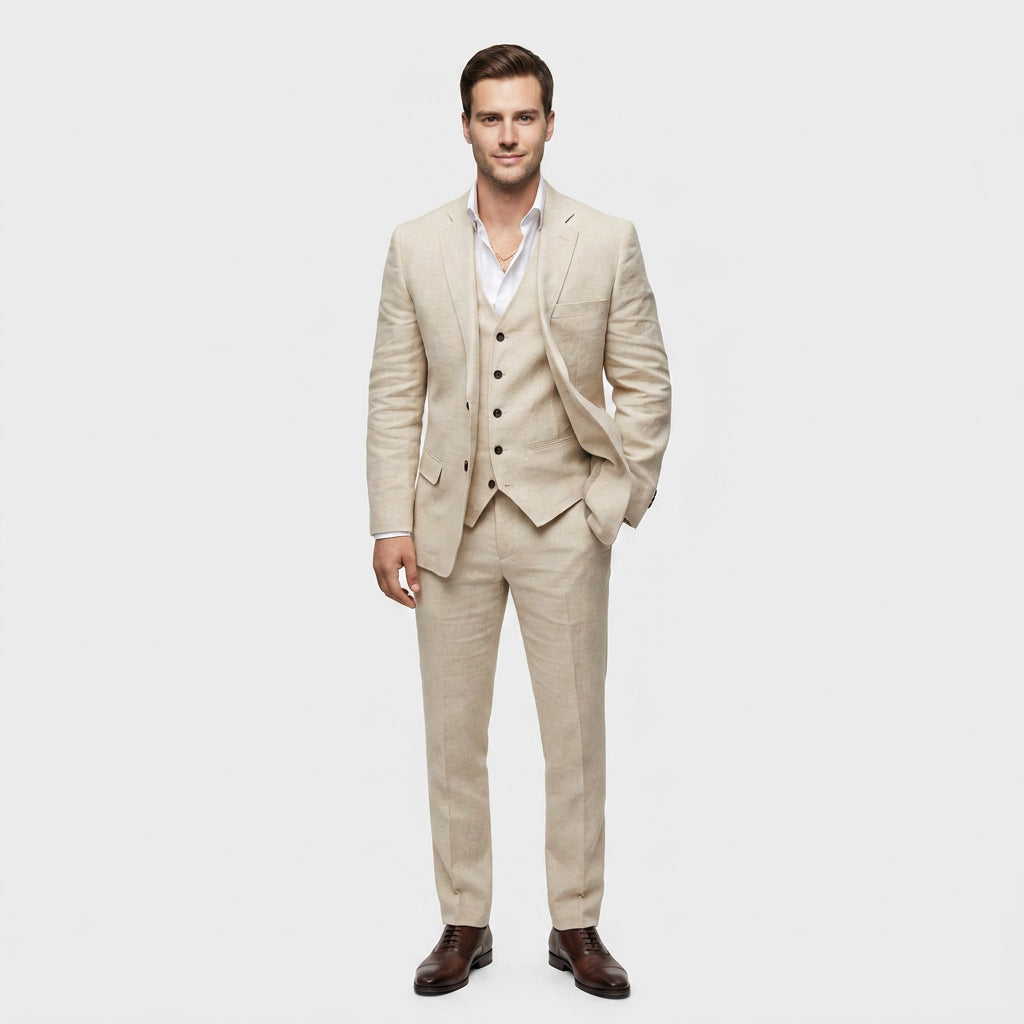 Tailleur Femme Trois Pièces Blazer Croisé, Gilet et Pantalon