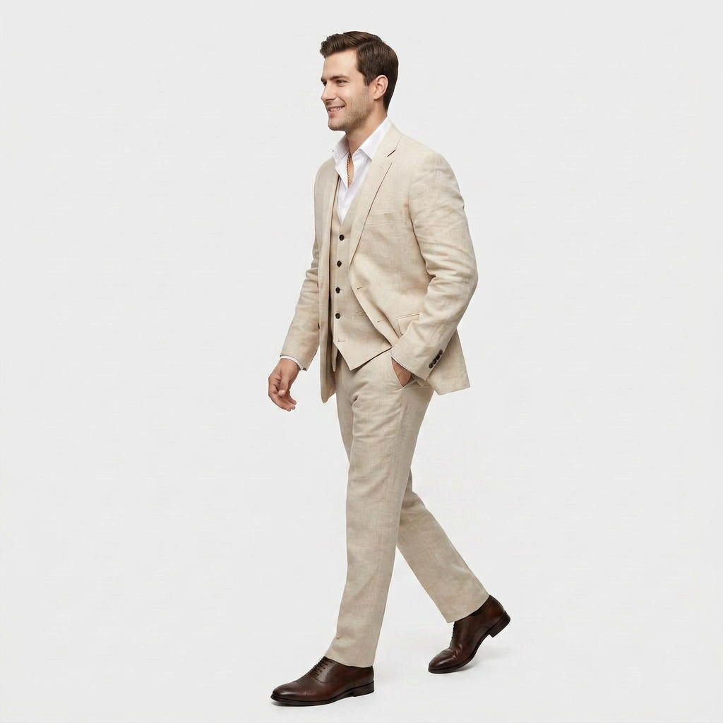 Tailleur Femme Trois Pièces Blazer Croisé, Gilet et Pantalon