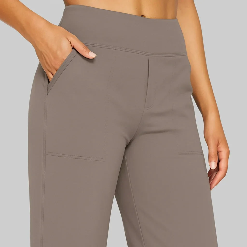 Pantalon Femme Stretch Taille Haute à Coupe Confort et Poches Pratiques