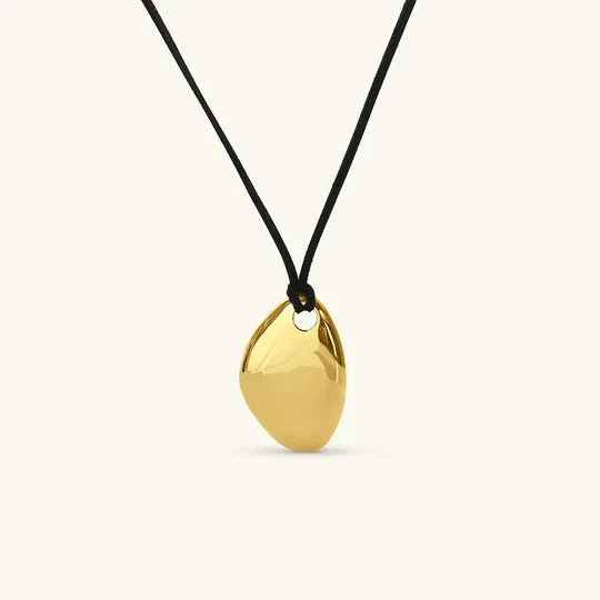 Collier Pendentif Galet Plaqué Or pour Femme en Acier Inoxydable