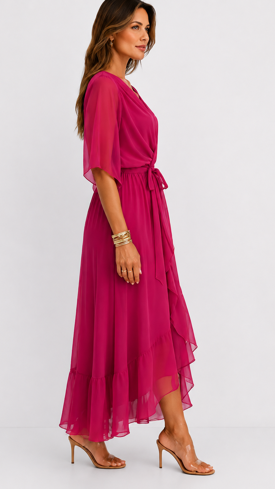 Robe Portefeuille Femme en Mousseline Fluide