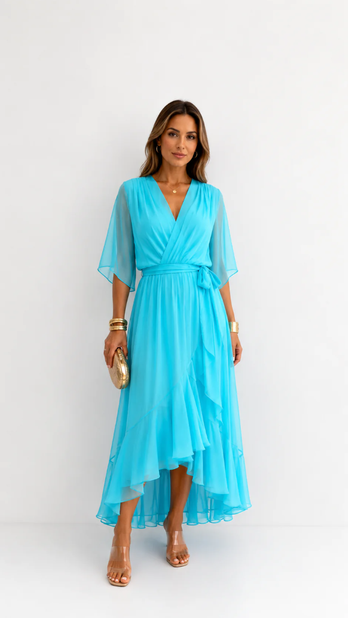 Robe Portefeuille Femme en Mousseline Fluide