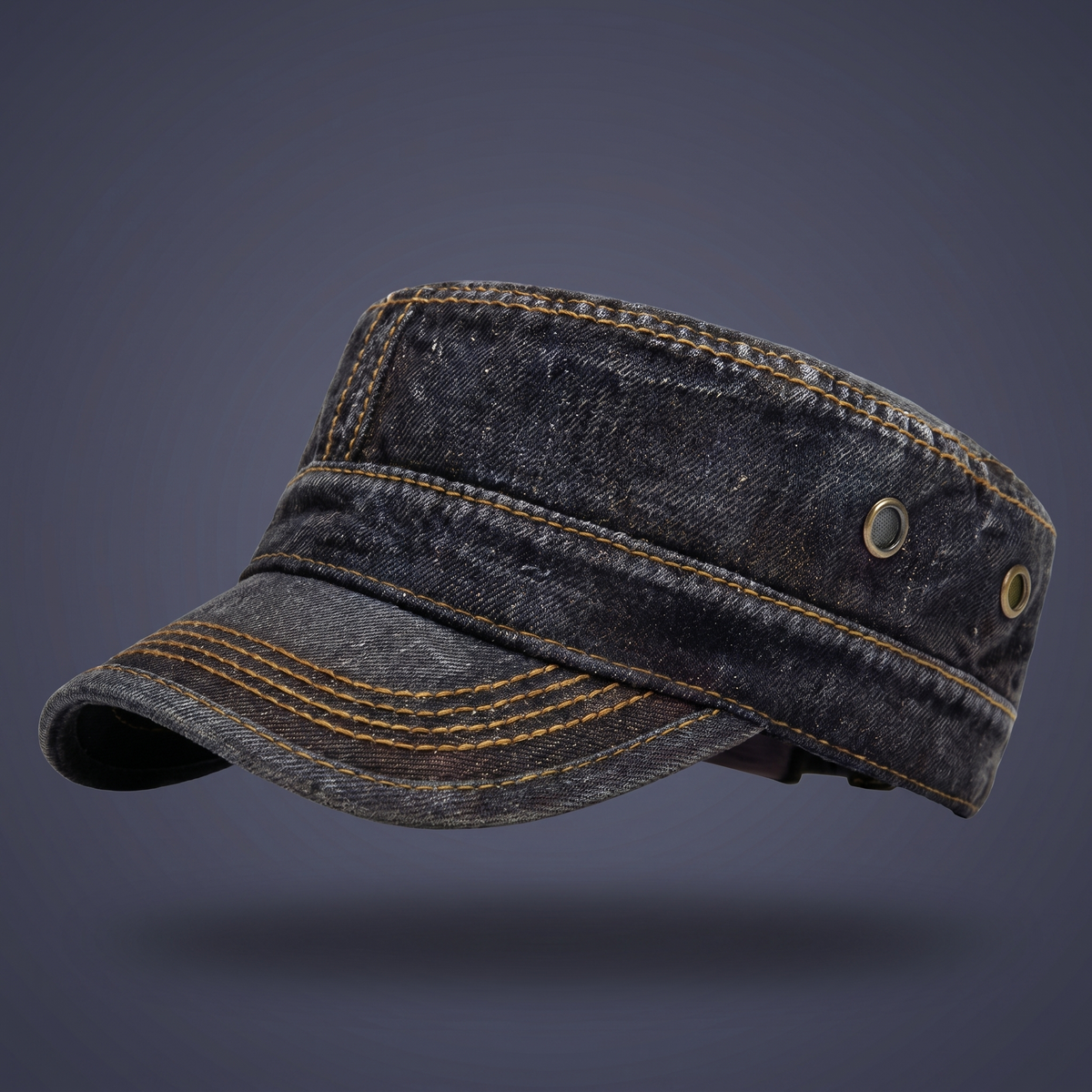 Casquette Denim Unisexe Style Militaire Délavée