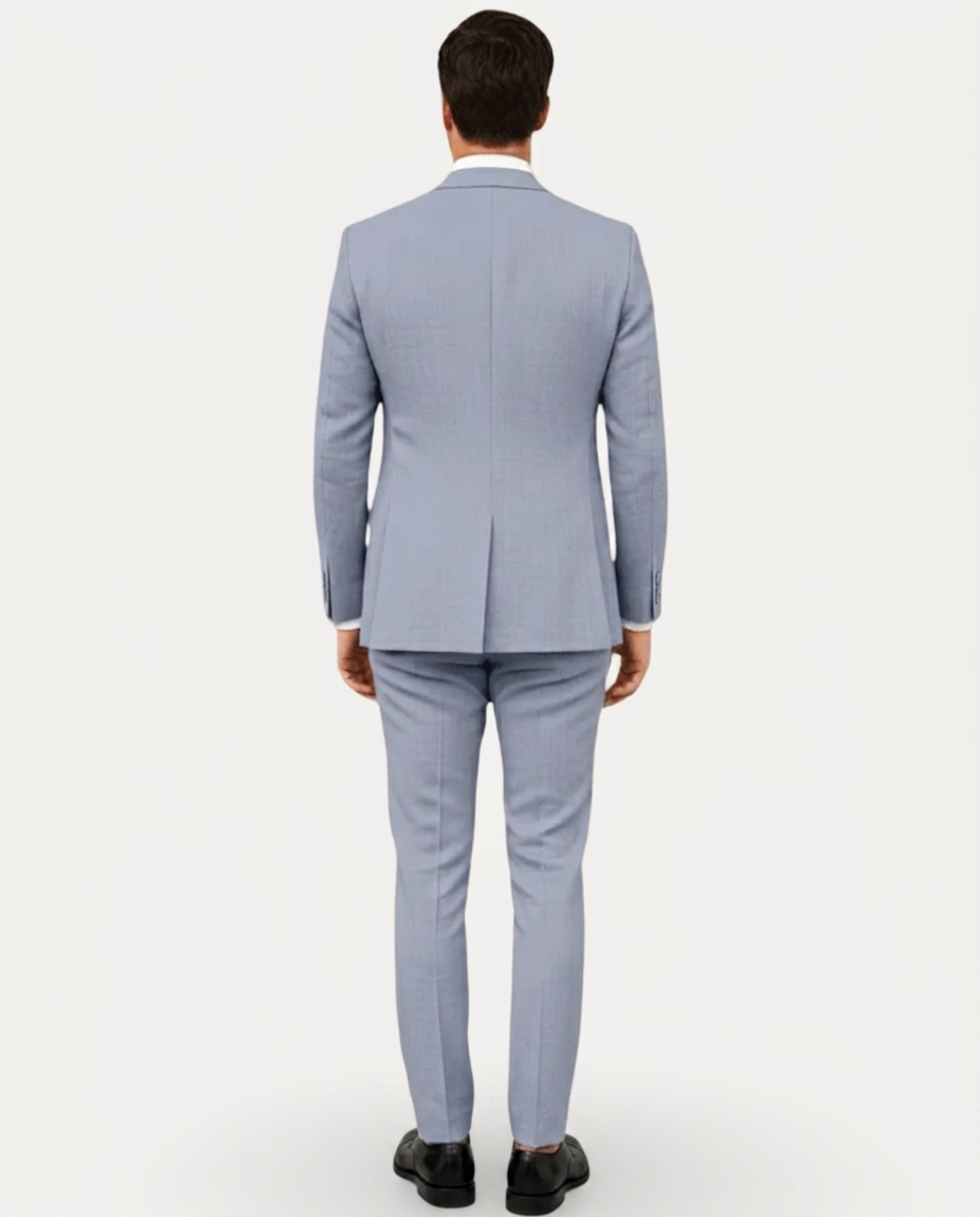 Costume Homme Slim Fit en Lin Léger, Veston Droit Deux Boutons