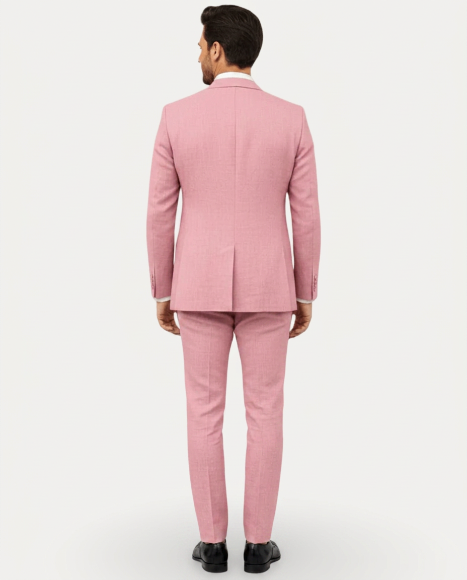Costume Homme Slim Fit en Lin Léger, Veston Droit Deux Boutons
