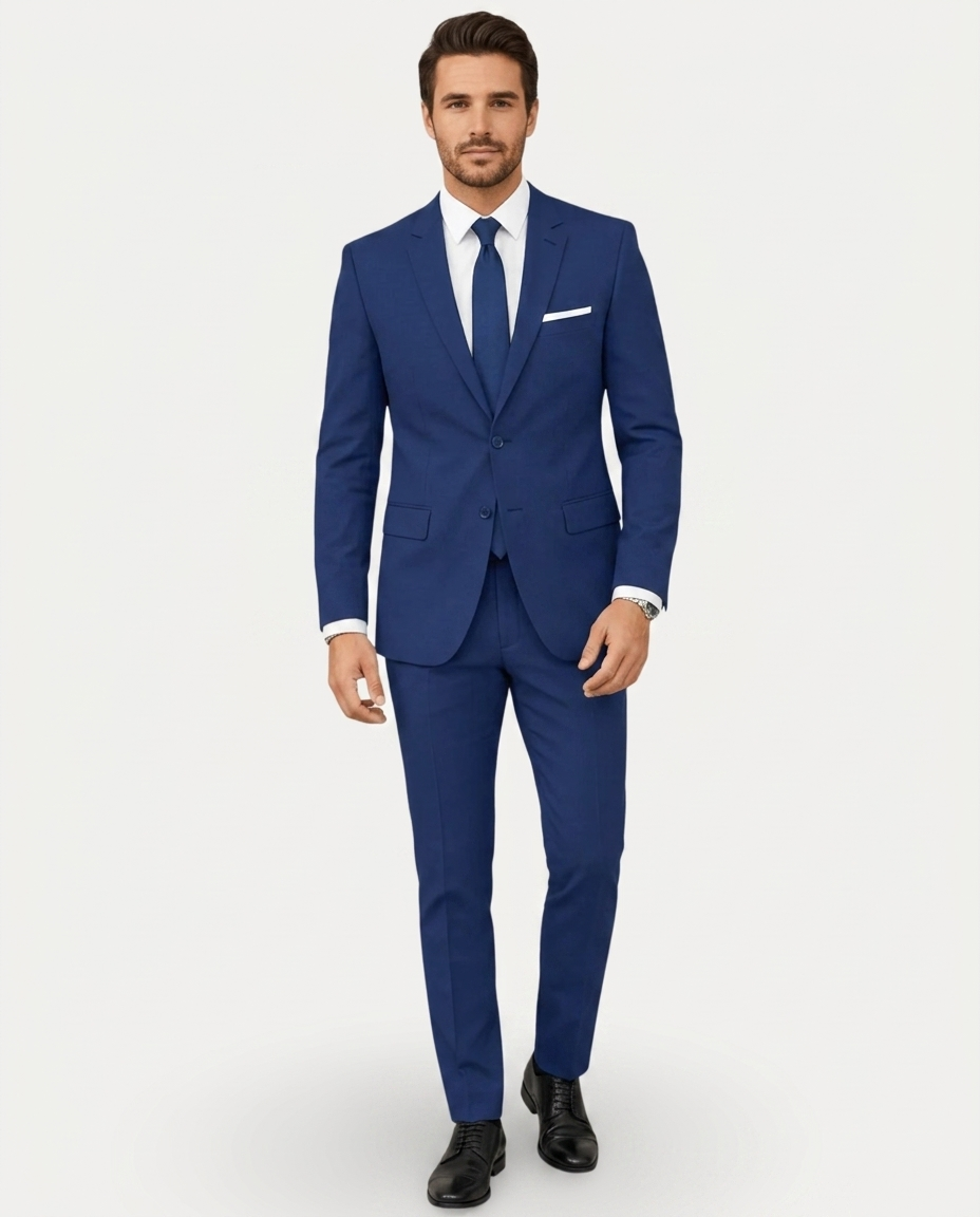 Costume Homme Slim Fit en Lin Léger, Veston Droit Deux Boutons