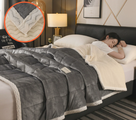 3-Layer Fleece and Flannel Throw - Warm Winter Blanket