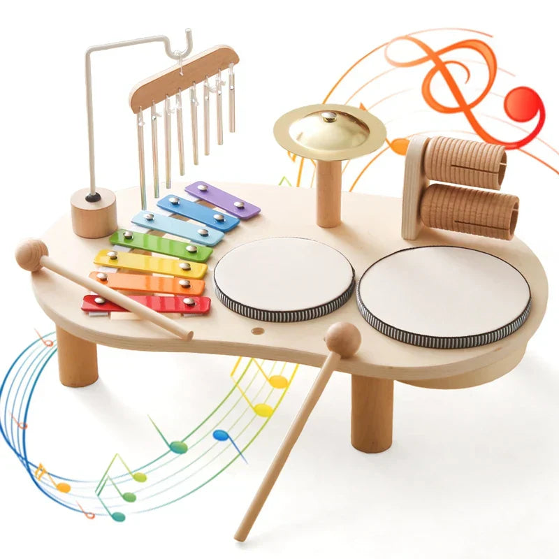 Montessori-muziekstation voor kinderen – Houten instrumenten met een kleurrijk ontwerp voor creatief spel en muzikale ontwikkeling