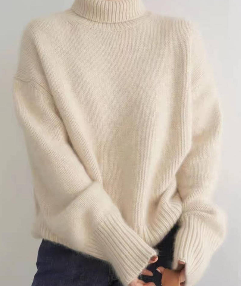 Pull Col Roulé Femme en Cachemire Coupe Ample