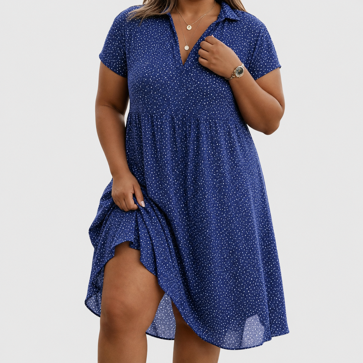 Robe Femme Décontractée Col V Coupe Ample