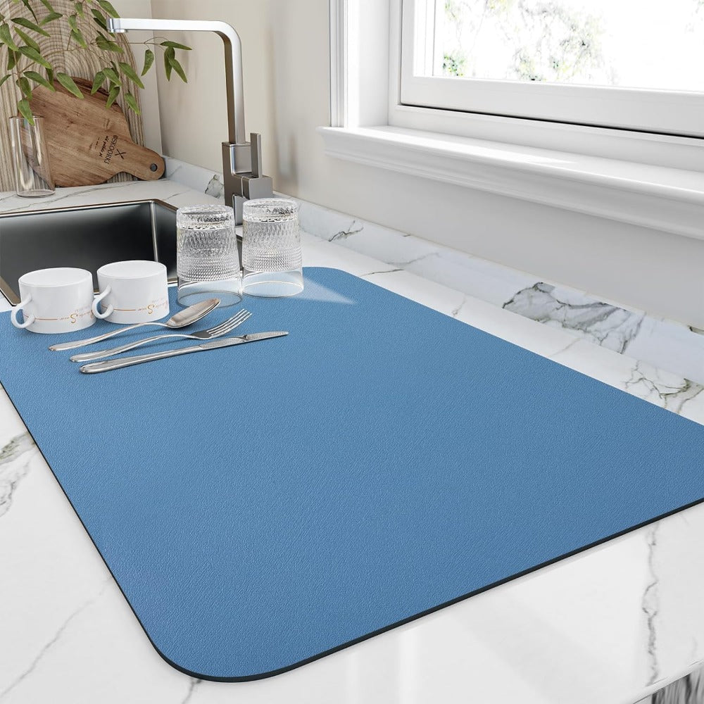 Quick-Drying Dish Mat – Absorbent Diatomaceous Earth, Modern Design for Kitchen Countertops