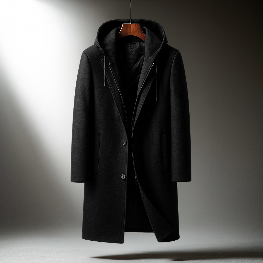 Manteau Homme en Laine à Capuche Amovible