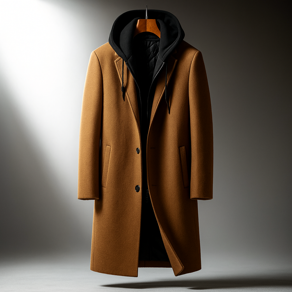 Manteau Homme en Laine à Capuche Amovible