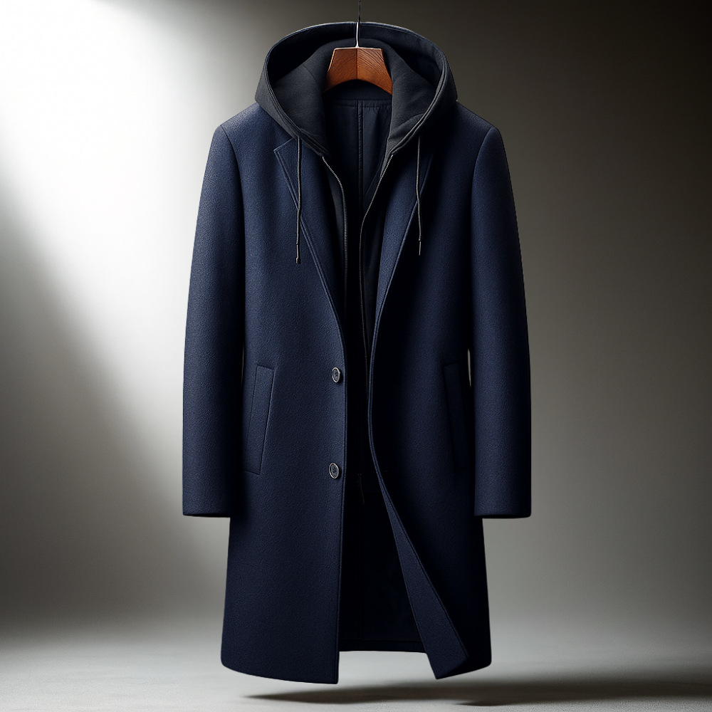 Manteau Homme en Laine à Capuche Amovible