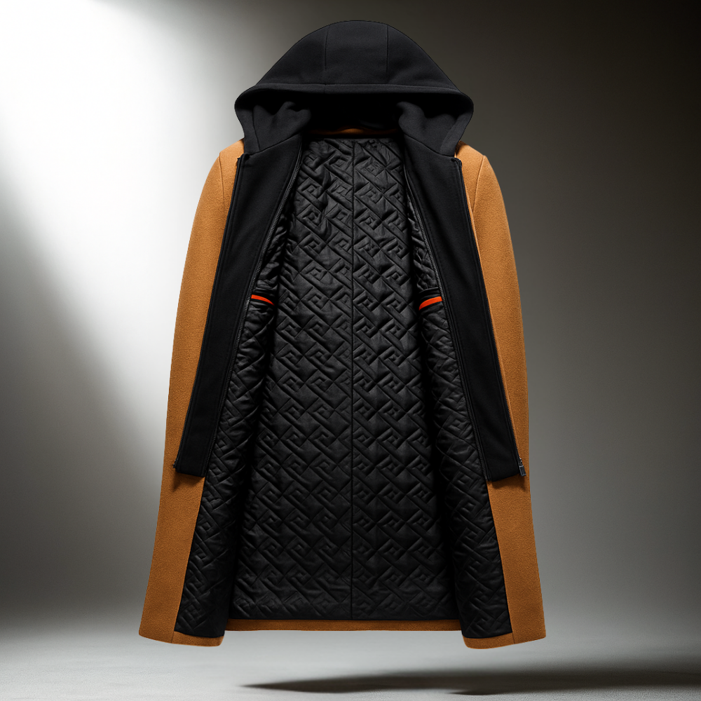 Manteau Homme en Laine à Capuche Amovible