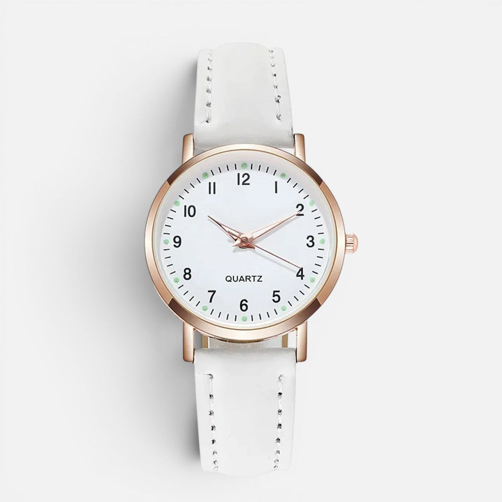 Montre Quartz Femme Bracelet Effet Cuir