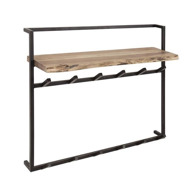 Industrial Coat Rack – Solid Acacia Wood with Black Metal Hooks for the Entryway or Living Room