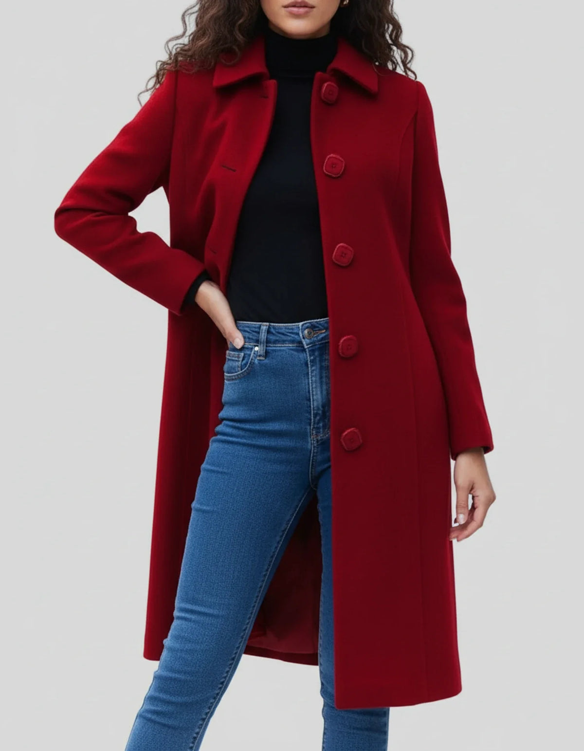 Manteau Trench Femme Croisé Boutonné Hiver Évasé