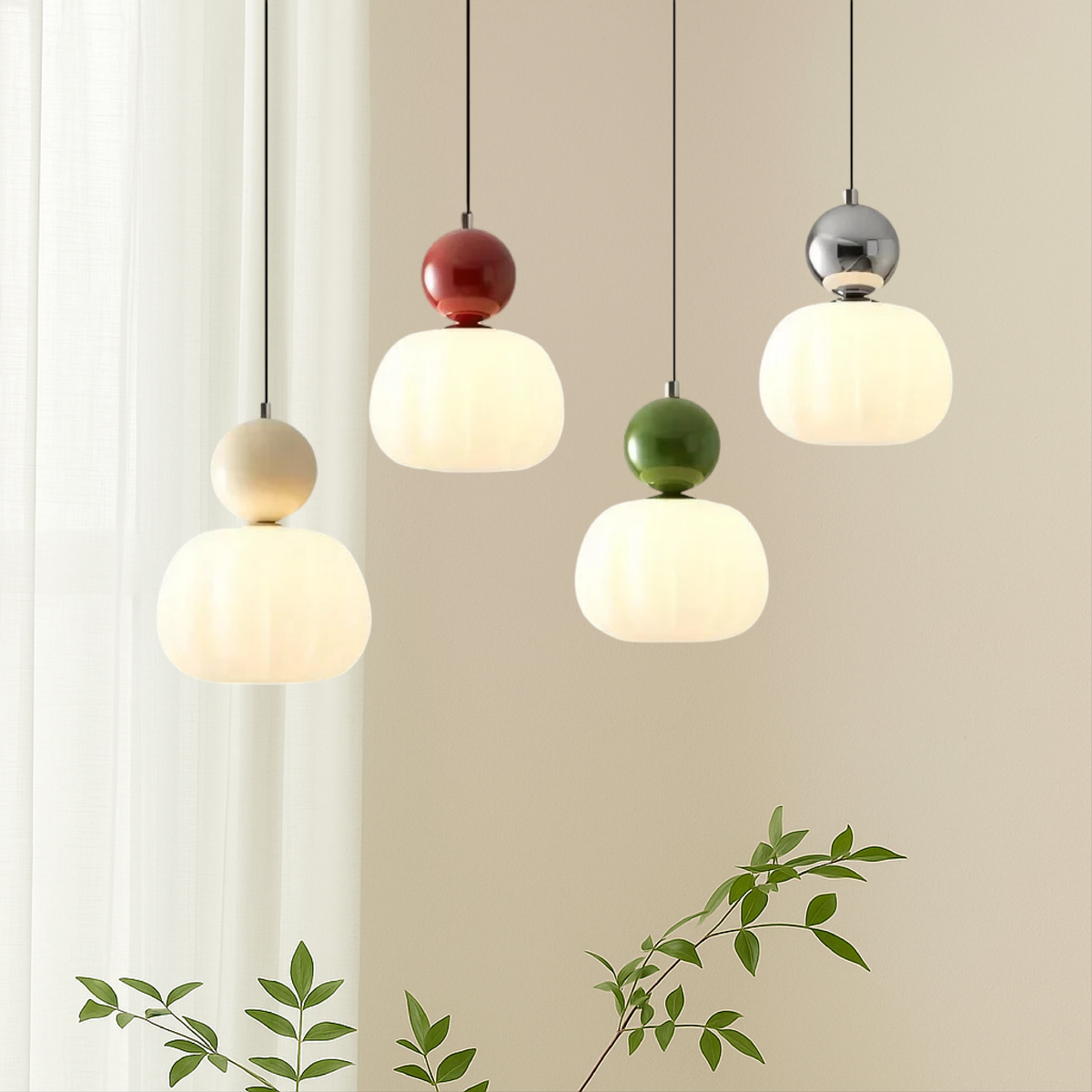 Suspension Art Déco Lampe de Plafond Globe Coloré