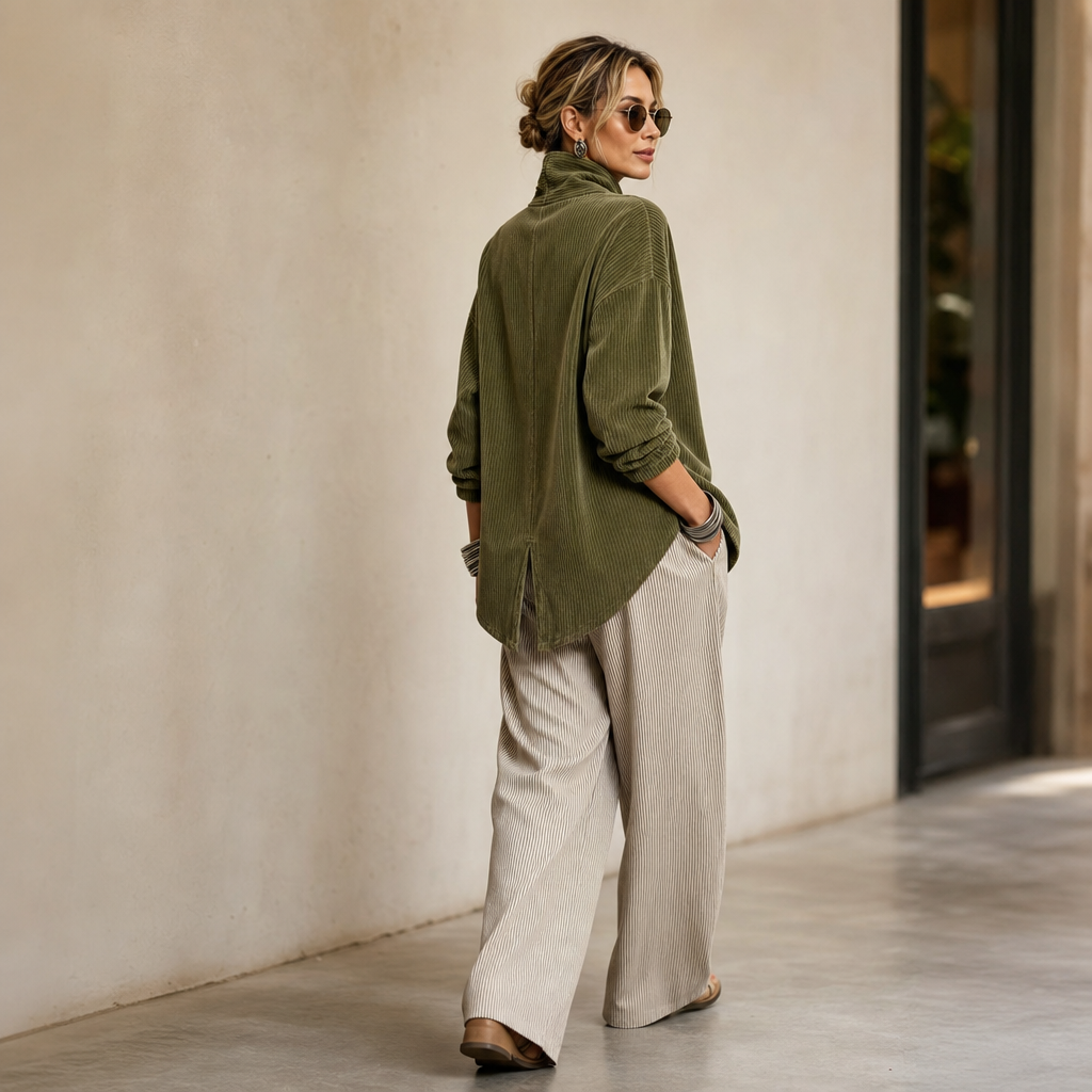 Veste Femme Col Boutonnage Asymétrique et Côtes Fines