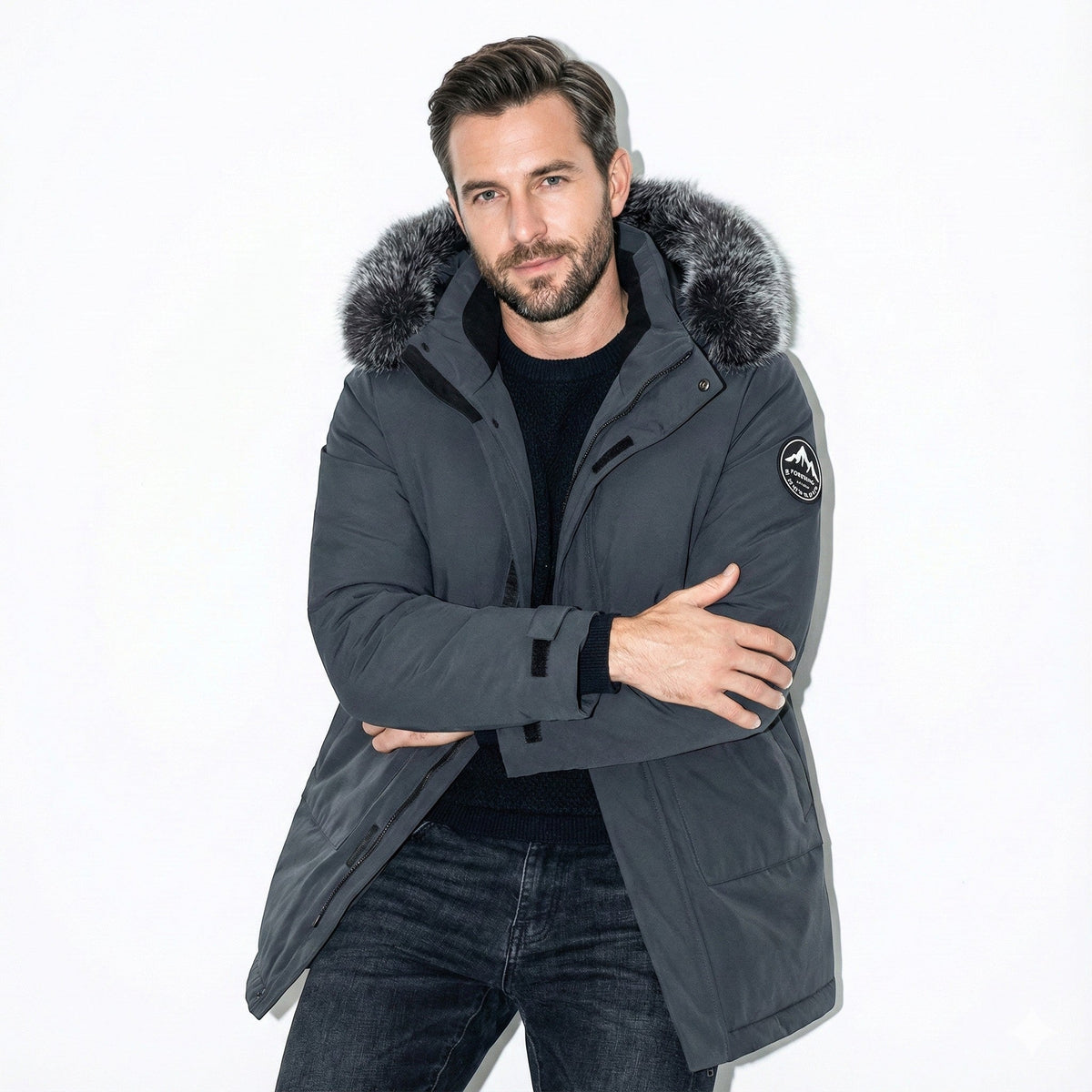 Lukas – Water-Repellent Winter Parka Jacket with Hood - Jackets - Grey - Grey - Taylor & Bennett